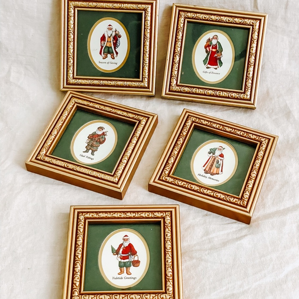 1993 heartfelt framed Santa print 4”x4”